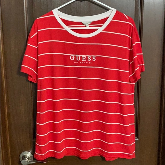 Guess Los Angeles Red Striped Tee - Picture 1 of 4